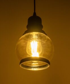 GLOBOSTAR® OLIVER 999-0186 Vintage Κρεμαστό Φωτιστικό Οροφής με Ντουί 1 x E27 AC 220-240V IP20 – Μελί & Μαύρο – Μ16 x Π16 x Υ25cm