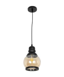 GLOBOSTAR® OLIVER 999-0186 Vintage Κρεμαστό Φωτιστικό Οροφής με Ντουί 1 x E27 AC 220-240V IP20 – Μελί & Μαύρο – Μ16 x Π16 x Υ25cm
