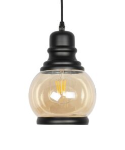 GLOBOSTAR® OLIVER 999-0186 Vintage Κρεμαστό Φωτιστικό Οροφής με Ντουί 1 x E27 AC 220-240V IP20 – Μελί & Μαύρο – Μ16 x Π16 x Υ25cm