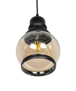 GLOBOSTAR® OLIVER 999-0186 Vintage Κρεμαστό Φωτιστικό Οροφής με Ντουί 1 x E27 AC 220-240V IP20 – Μελί & Μαύρο – Μ16 x Π16 x Υ25cm