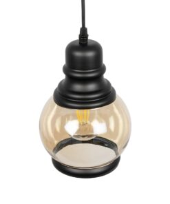 GLOBOSTAR® OLIVER 999-0186 Vintage Κρεμαστό Φωτιστικό Οροφής με Ντουί 1 x E27 AC 220-240V IP20 – Μελί & Μαύρο – Μ16 x Π16 x Υ25cm