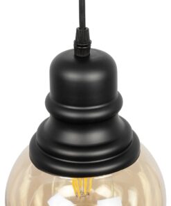 GLOBOSTAR® OLIVER 999-0186 Vintage Κρεμαστό Φωτιστικό Οροφής με Ντουί 1 x E27 AC 220-240V IP20 – Μελί & Μαύρο – Μ16 x Π16 x Υ25cm