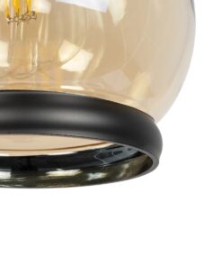 GLOBOSTAR® OLIVER 999-0186 Vintage Κρεμαστό Φωτιστικό Οροφής με Ντουί 1 x E27 AC 220-240V IP20 – Μελί & Μαύρο – Μ16 x Π16 x Υ25cm