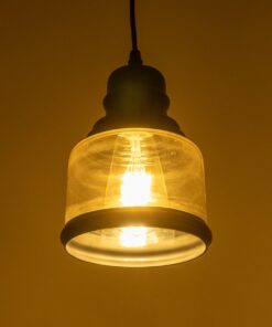 GLOBOSTAR® OLIVER 999-0187 Vintage Κρεμαστό Φωτιστικό Οροφής με Ντουί 1 x E27 AC 220-240V IP20 – Μελί & Μαύρο – Μ15 x Π15 x Υ21.5cm