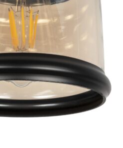 GLOBOSTAR® OLIVER 999-0187 Vintage Κρεμαστό Φωτιστικό Οροφής με Ντουί 1 x E27 AC 220-240V IP20 – Μελί & Μαύρο – Μ15 x Π15 x Υ21.5cm