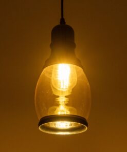 GLOBOSTAR® OLIVER 999-0188 Vintage Κρεμαστό Φωτιστικό Οροφής με Ντουί 1 x E27 AC 220-240V IP20 – Μελί & Μαύρο – Μ14 x Π14 x Υ30cm