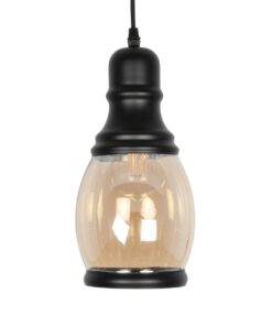 GLOBOSTAR® OLIVER 999-0188 Vintage Κρεμαστό Φωτιστικό Οροφής με Ντουί 1 x E27 AC 220-240V IP20 – Μελί & Μαύρο – Μ14 x Π14 x Υ30cm