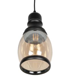 GLOBOSTAR® OLIVER 999-0188 Vintage Κρεμαστό Φωτιστικό Οροφής με Ντουί 1 x E27 AC 220-240V IP20 – Μελί & Μαύρο – Μ14 x Π14 x Υ30cm
