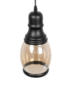 GLOBOSTAR® OLIVER 999-0188 Vintage Κρεμαστό Φωτιστικό Οροφής με Ντουί 1 x E27 AC 220-240V IP20 – Μελί & Μαύρο – Μ14 x Π14 x Υ30cm