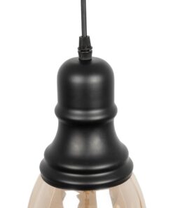 GLOBOSTAR® OLIVER 999-0188 Vintage Κρεμαστό Φωτιστικό Οροφής με Ντουί 1 x E27 AC 220-240V IP20 – Μελί & Μαύρο – Μ14 x Π14 x Υ30cm