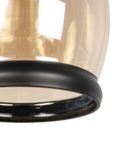 GLOBOSTAR® OLIVER 999-0188 Vintage Κρεμαστό Φωτιστικό Οροφής με Ντουί 1 x E27 AC 220-240V IP20 – Μελί & Μαύρο – Μ14 x Π14 x Υ30cm
