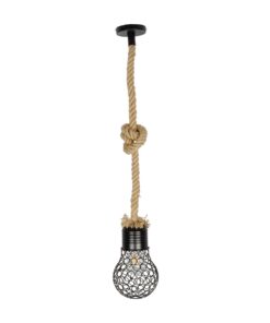 GLOBOSTAR® URBAN 999-0191 Vintage Κρεμαστό Φωτιστικό Οροφής με Ντουί 1 x E27 AC 220-240V IP20 – Μαύρο & Μπεζ – Μ15 x Π15 x Υ80cm
