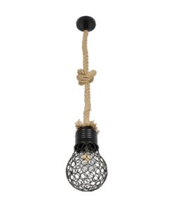 GLOBOSTAR® URBAN 999-0191 Vintage Κρεμαστό Φωτιστικό Οροφής με Ντουί 1 x E27 AC 220-240V IP20 – Μαύρο & Μπεζ – Μ15 x Π15 x Υ80cm