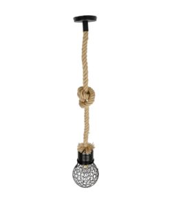 GLOBOSTAR® URBAN 999-0191 Vintage Κρεμαστό Φωτιστικό Οροφής με Ντουί 1 x E27 AC 220-240V IP20 – Μαύρο & Μπεζ – Μ15 x Π15 x Υ80cm