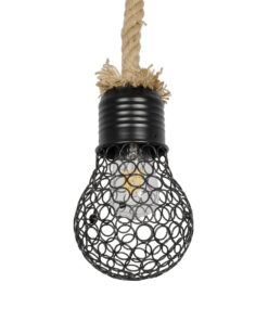 GLOBOSTAR® URBAN 999-0191 Vintage Κρεμαστό Φωτιστικό Οροφής με Ντουί 1 x E27 AC 220-240V IP20 – Μαύρο & Μπεζ – Μ15 x Π15 x Υ80cm