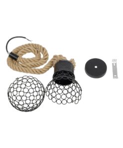 GLOBOSTAR® URBAN 999-0191 Vintage Κρεμαστό Φωτιστικό Οροφής με Ντουί 1 x E27 AC 220-240V IP20 – Μαύρο & Μπεζ – Μ15 x Π15 x Υ80cm