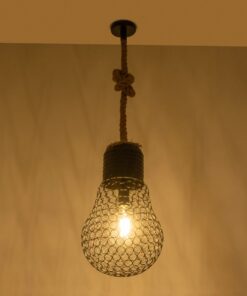 GLOBOSTAR® URBAN 999-0192 Vintage Κρεμαστό Φωτιστικό Οροφής με Ντουί 1 x E27 AC 220-240V IP20 – Μαύρο & Μπεζ – Μ28 x Π28 x Υ80cm