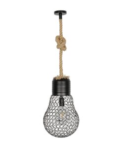 GLOBOSTAR® URBAN 999-0192 Vintage Κρεμαστό Φωτιστικό Οροφής με Ντουί 1 x E27 AC 220-240V IP20 – Μαύρο & Μπεζ – Μ28 x Π28 x Υ80cm