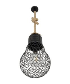 GLOBOSTAR® URBAN 999-0192 Vintage Κρεμαστό Φωτιστικό Οροφής με Ντουί 1 x E27 AC 220-240V IP20 – Μαύρο & Μπεζ – Μ28 x Π28 x Υ80cm