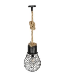 GLOBOSTAR® URBAN 999-0192 Vintage Κρεμαστό Φωτιστικό Οροφής με Ντουί 1 x E27 AC 220-240V IP20 – Μαύρο & Μπεζ – Μ28 x Π28 x Υ80cm