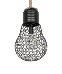 GLOBOSTAR® URBAN 999-0192 Vintage Κρεμαστό Φωτιστικό Οροφής με Ντουί 1 x E27 AC 220-240V IP20 – Μαύρο & Μπεζ – Μ28 x Π28 x Υ80cm