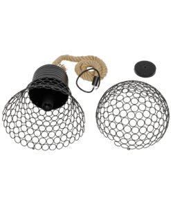 GLOBOSTAR® URBAN 999-0192 Vintage Κρεμαστό Φωτιστικό Οροφής με Ντουί 1 x E27 AC 220-240V IP20 – Μαύρο & Μπεζ – Μ28 x Π28 x Υ80cm
