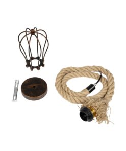 GLOBOSTAR® CAMBER 999-0200 Vintage Κρεμαστό Φωτιστικό Οροφής με Ντουί 1 x E27 AC 220-240V IP20 – Χάλκινο & Μπεζ – Μ12 x Π12 x Υ80cm