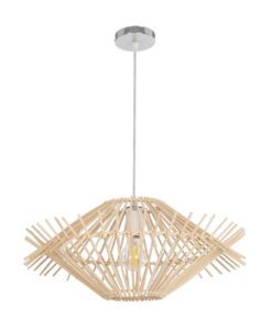 GLOBOSTAR® SASSO 999-0201 Boho Κρεμαστό Φωτιστικό Οροφής με Ντουί 1 x E27 AC 220-240V IP20 – Μπεζ – Μ50 x Π50 x Y23cm