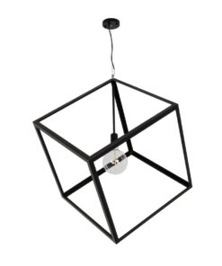 GLOBOSTAR® CUBE 999-0215 Μοντέρνο Κρεμαστό Φωτιστικό Οροφής με Ντουί 1 x E27 AC 220-240V IP20 – Μαύρο – Μ70 x Π70 x Υ87cm