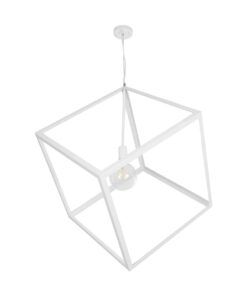 GLOBOSTAR® CUBE 999-0217 Μοντέρνο Κρεμαστό Φωτιστικό Οροφής με Ντουί 1 x E27 AC 220-240V IP20 – Λευκό – Μ70 x Π70 x Y87cm