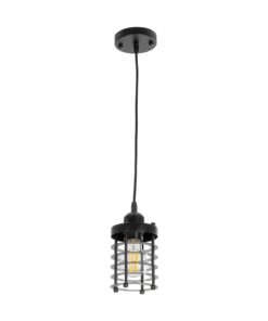 GLOBOSTAR® DARSEY 999-0227 Vintage Κρεμαστό Φωτιστικό Οροφής με Ντουί 1 x E27 AC 220-240V IP20 – Μαύρο – Μ10 x Π10 x Υ19cm