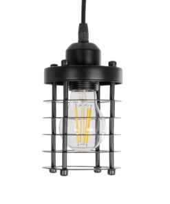 GLOBOSTAR® DARSEY 999-0227 Vintage Κρεμαστό Φωτιστικό Οροφής με Ντουί 1 x E27 AC 220-240V IP20 – Μαύρο – Μ10 x Π10 x Υ19cm