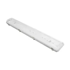 GLOBOSTAR® VIGAS 999-0250 Γραμμικό Βιομηχανικό Φωτιστικό Σκαφάκι Tri-Proof με Μεταλλικά Clips για 2 x Λάμπες T8 G13 90cm Τύπου Φθορίου LED Τροφοδοσίας Ενός Άκρου 120° AC 220-240V Αδιάβροχο IP65 - Γκρι με Διάφανο Κάλυμμα Πλαστικό PC - Μ100 x Π15 x Υ10cm