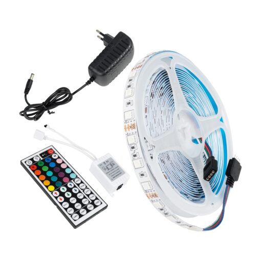 GLOBOSTAR® CHROMAWAVE 70411 Σετ Ταινίας με IR Ασύρματο Χειριστήριο & Τροφοδοτικό LED 36W 2160lm 120° AC 220-240V IP20 150 x SMD5050 Chip Πολύχρωμο RGB Dimmable – Sanan SMD Chip – Μ500 x Π1 x Υ0.2cm – Ρολό 5 Μέτρων – 2 Χρόνια Εγγύηση