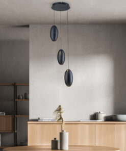 Κρεμαστό Φωτιστικό ELLITON Ø367mm – LED 12W – 2700K – 840lm – Αμμώδες Μαύρο – Αλουμινίου – IP20 ACA BD384D3PBK