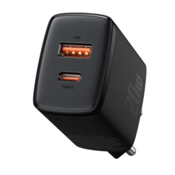 Baseus Φορτιστής Ταχείας Φόρτισης 20W USB‑C + USB‑A Μαύρος CCXJ‑B01