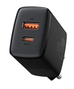Baseus Φορτιστής Ταχείας Φόρτισης 20W USB‑C + USB‑A Μαύρος CCXJ‑B01