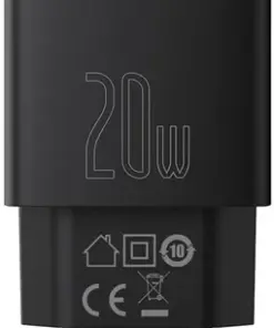 Baseus Φορτιστής Ταχείας Φόρτισης 20W USB‑C + USB‑A Μαύρος CCXJ‑B01