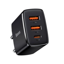 Baseus Φορτιστής Ταχείας Φόρτισης 30W USB‑C + 2×USB Μαύρος CCXJ‑E01