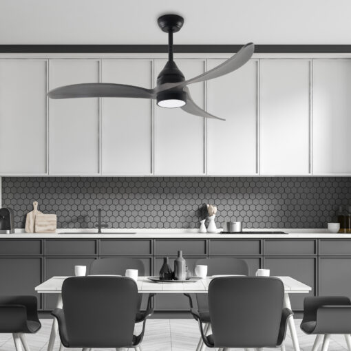 Ανεμιστήρας Οροφής Μαύρο‑Γκρι LED 24W – 3 Ξύλινα Πτερύγια – DC 45W – 6 Ταχύτητες – 132cm ACA FANGS2363B