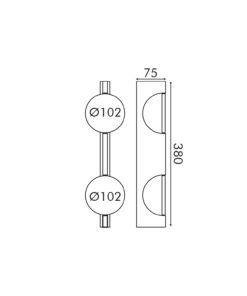 Επίτοιχο Δίφωτο Φωτιστικό Χάλκινο – LED 2×5W – 2700K – IP20 – 100×100×380mm ACA MW2505832BR