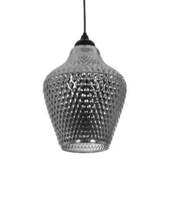 GLOBOSTAR® SKLO 206-0024 Μοντέρνο Κρεμαστό Φωτιστικό Οροφής με Ντουί 1 x E27 AC 220-240V IP20 – Μαύρο Φιμέ – Μ22 x Π22 x Υ31cm