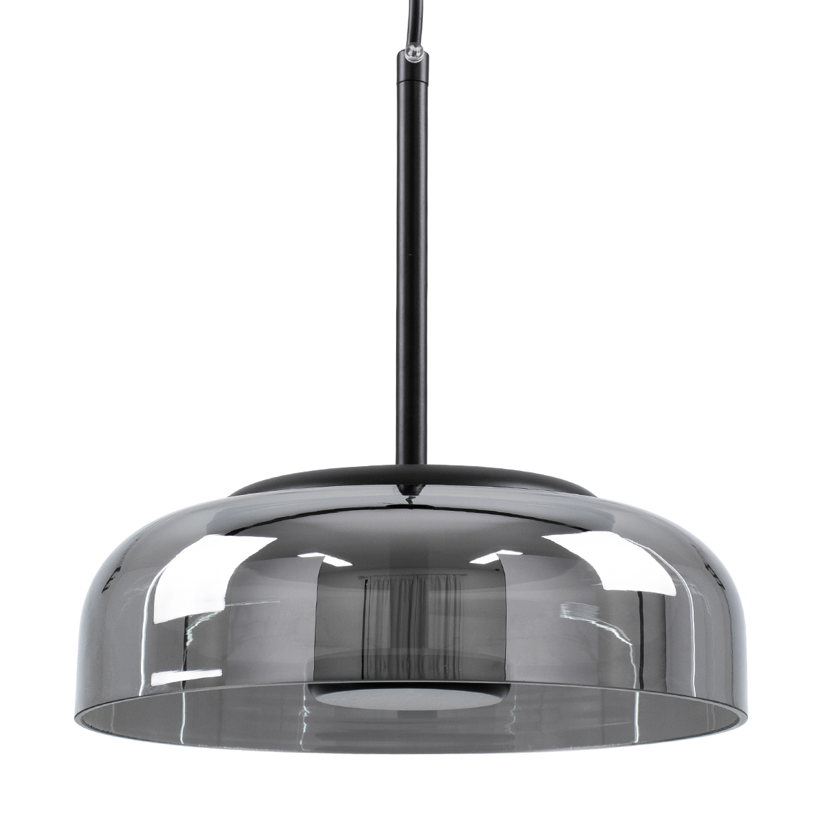 GLOBOSTAR® CHARLOTTE 00743 Μοντέρνο Κρεμαστό Φωτιστικό Οροφής LED 5W 500lm 180° AC 220-240V IP20 Θερμό Λευκό 2700K - Sanan SMD Chip - Μαύρο & Μαύρο Φιμέ - Μ23 x Π23 x Υ23cm - 2 Xρόνια Εγγύηση - Image 2