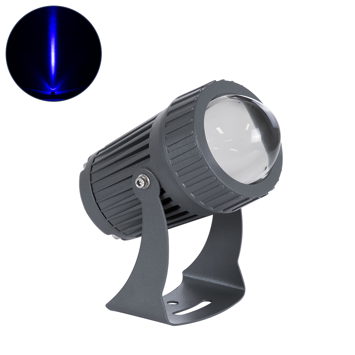 GLOBOSTAR® SPOTFENIA 90136 Αρχιτεκτονικό Σποτ Φωτισμου LED 10W 850lm 5° DC 24V Αδιάβροχο IP65 Μπλε Dimmable - Bridgelux COB Chip - Γκρι Ανθρακί - Μ7 x Π7 x Υ12cm - 3 Χρόνια Εγγύηση - Image 2