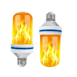 GLOBOSTAR® TUBATO 76075 Λάμπα E27 LED 9W 350lm 260° AC 220-240V IP20 Πορτοκαλί 1800K με Εφέ Φλόγας & Αναστροφή - Λευκό Γαλακτερό - Μ6 x Π6 x Υ15cm - 2 Χρόνια Εγγύηση
