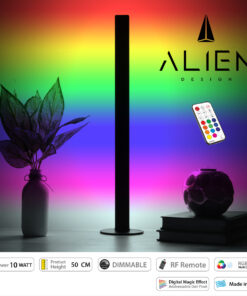 GloboStar® ALIEN-DIVA-BLACK-50-11 ALIEN Design DIVA Μοντέρνο Minimal Nordic Μεταλλικό Φωτιστικό Επιτραπέζιο - Πορτατίφ - Λαμπατέρ Μαύρο LED 10W 1500lm με Ασύρματο Χειριστήριο RF & Dimmer IP20 Πολύχρωμο RGBW Ψηφιακή με Τρεχούμενα Εφέ Μ3 x Π1.6 x Υ50cm