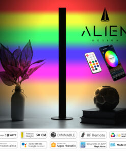 GloboStar® ALIEN-DIVA-BLACK-50-12 ALIEN Design DIVA Μοντέρνο Minimal Nordic Μεταλλικό Φωτιστικό Επιτραπέζιο - Πορτατίφ - Λαμπατέρ Μαύρο LED 10W 1500lm με Ασύρματο Χειριστήριο RF & Dimmer IP20 Πολύχρωμο RGBW + WW Smart Home Wi-Fi Μ3 x Π1.6 x Υ50cm