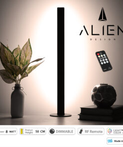 GloboStar® ALIEN-DIVA-BLACK-50-2 ALIEN Design DIVA Μοντέρνο Minimal Nordic Μεταλλικό Φωτιστικό Επιτραπέζιο - Πορτατίφ - Λαμπατέρ Μαύρο LED 8W 1040lm με Ασύρματο Χειριστήριο RF & Dimmer IP20 Φυσικό Λευκό 4500K Μ3 x Π1.6 x Υ50cm