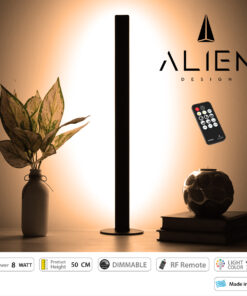 GloboStar® ALIEN-DIVA-BLACK-50-3 ALIEN Design DIVA Μοντέρνο Minimal Nordic Μεταλλικό Φωτιστικό Επιτραπέζιο - Πορτατίφ - Λαμπατέρ Μαύρο LED 8W 960lm με Ασύρματο Χειριστήριο RF & Dimmer IP20 Θερμό Λευκό 3000K Μ3 x Π1.6 x Υ50cm