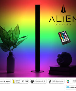 GloboStar® ALIEN-DIVA-BLACK-50-8 ALIEN Design DIVA Μοντέρνο Minimal Nordic Μεταλλικό Φωτιστικό Επιτραπέζιο - Πορτατίφ - Λαμπατέρ Μαύρο LED 8W 800lm με Ασύρματο Χειριστήριο RF & Dimmer IP20 Πολύχρωμο RGB Μ3 x Π1.6 x Υ50cm